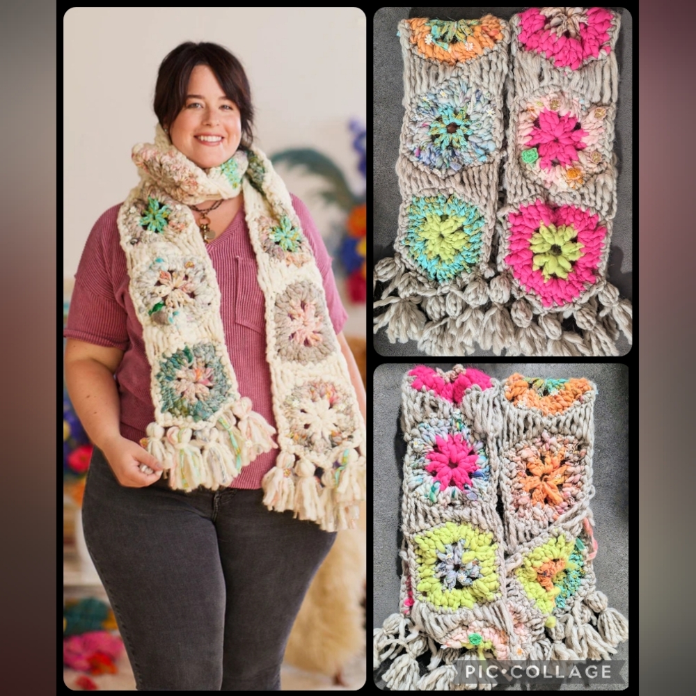 Neon Desert Highway Crochet Scarf
